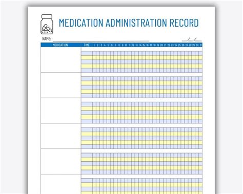Free Printable Printable Medication Mar Sheet
