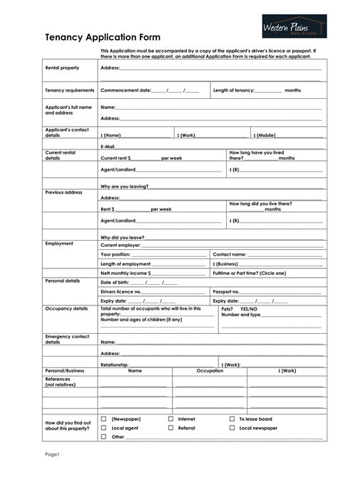 free rental application word document Doc
