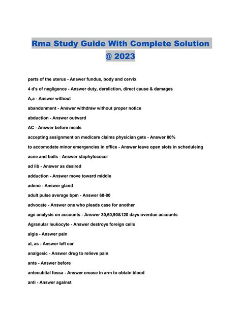 free rma study guide Epub