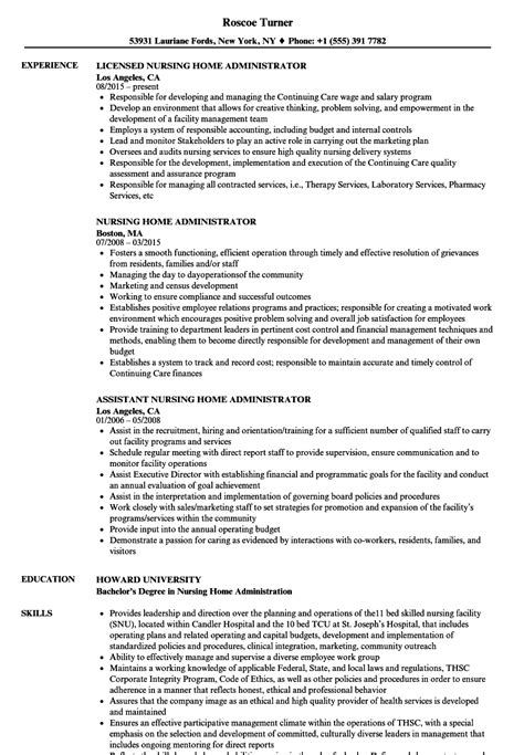 free sample of nursing home administrator resume PDF