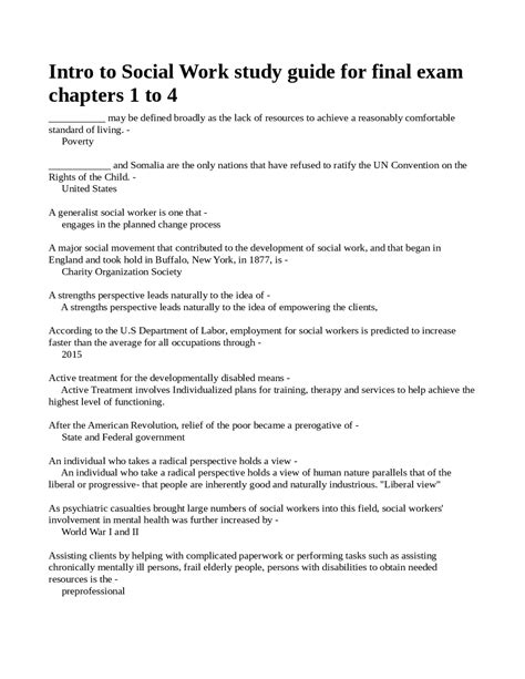 free social work study guide Doc