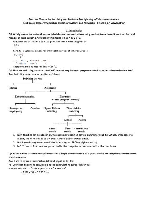 free solution manual of telecommunication switching systems and networks Kindle Editon