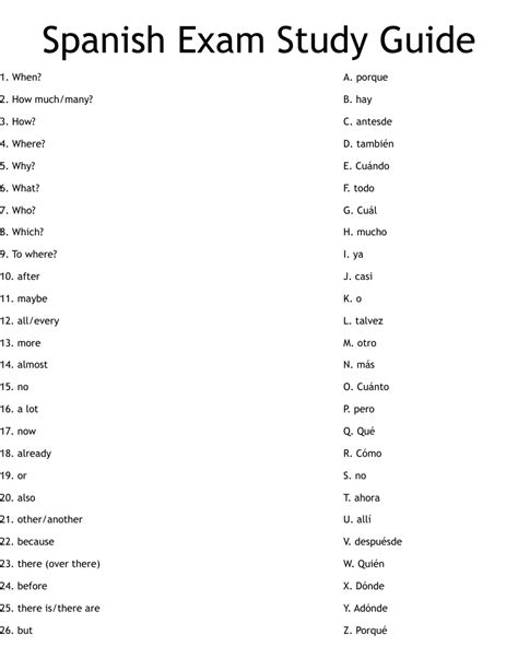 free spanish study guide PDF