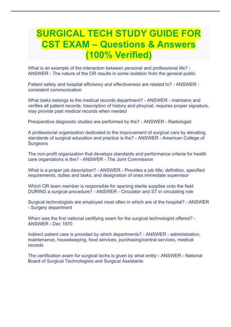 free surgical tech study guide Doc