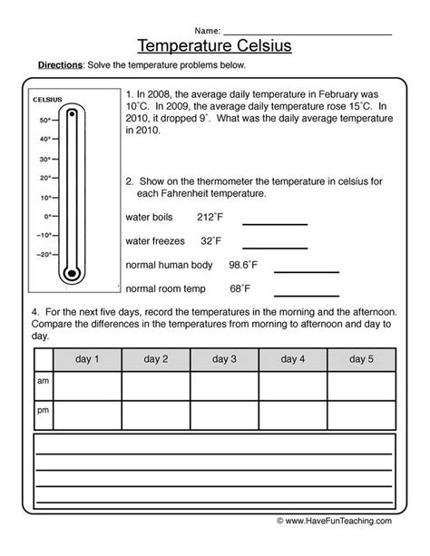 free temperature word problem worksheets Epub