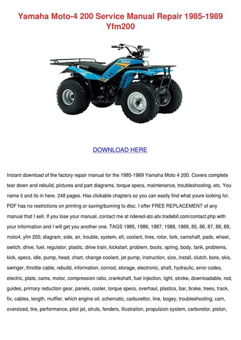 free yamaha moto 4 200 service manual pdf PDF