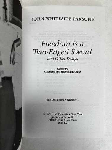 freedom is a two edged sword and other essays oriflamme Reader