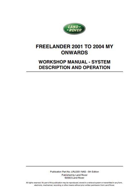 freelander workshop manual download Doc