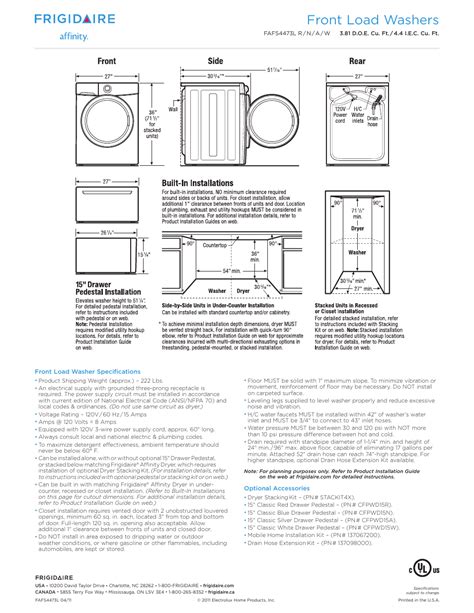 frigidaire affinity user manual PDF