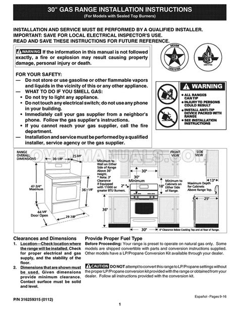 frigidaire classic series range manual PDF