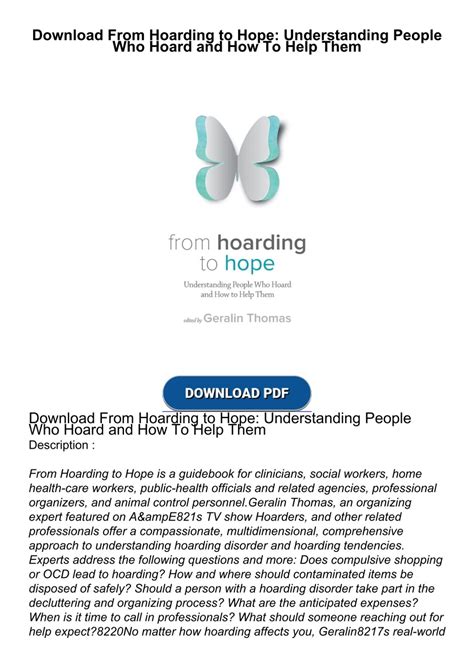 from hoarding to hope understanding people who hoard and how to help them Epub