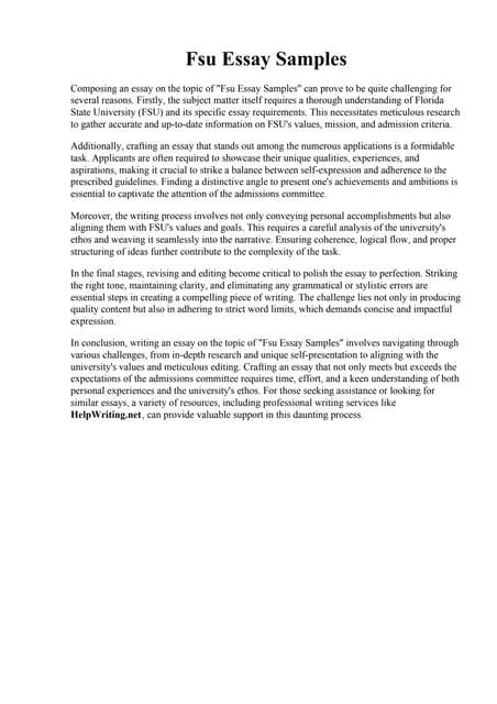 fsu supplemental essays