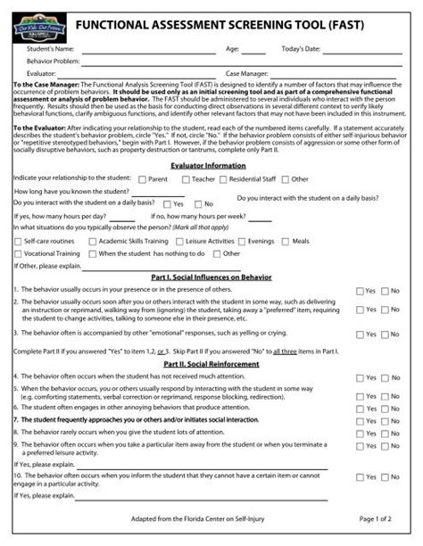 functional assessment screening tool