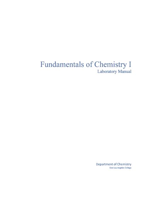 fundamentals of chemistry lab manual answers Reader