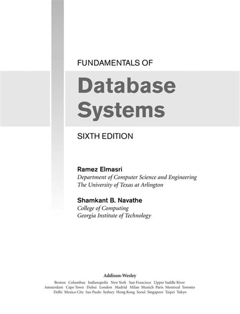 fundamentals of database systems 6th edition lecture PDF