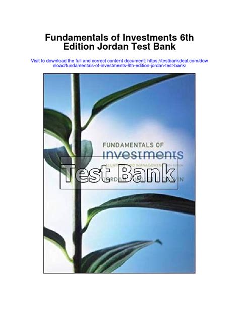 fundamentals of investments 6e jordan pdf pdf book Kindle Editon