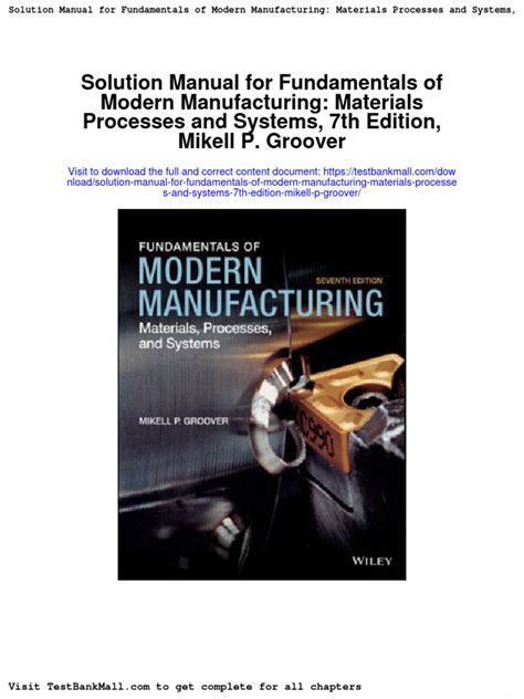 fundamentals of modern manufacturing solution manual 3rd edition Reader