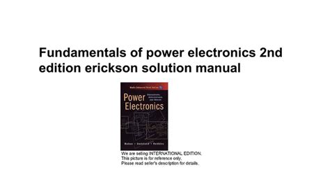 fundamentals of power electronics solution manual erickson Doc