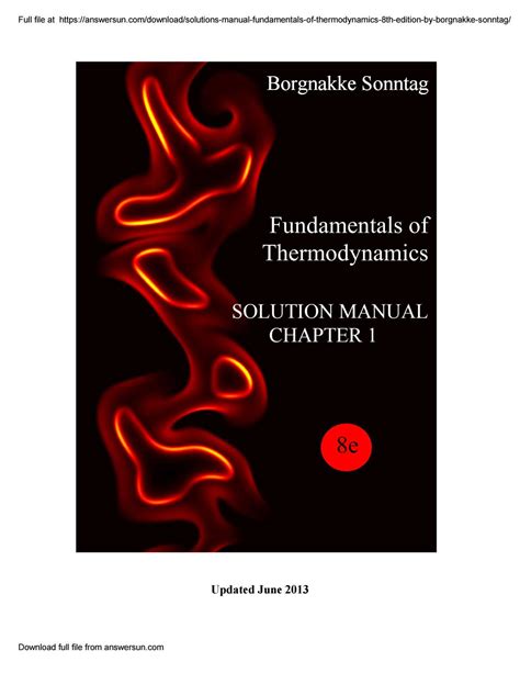 fundamentals of thermodynamics 8th edition solution manual borgnakke Kindle Editon