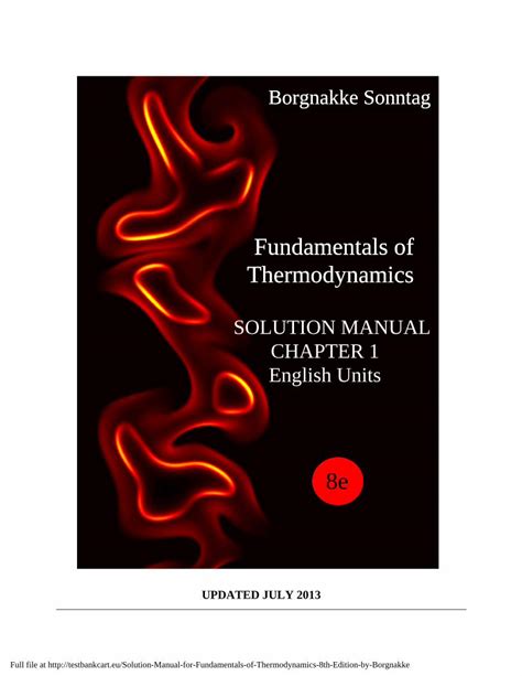 fundamentals of thermodynamics 8th edition solution manual borgnakke Ebook Epub