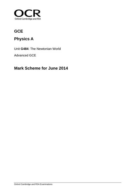 g484 unofficial mark scheme 11 june 2014 Reader