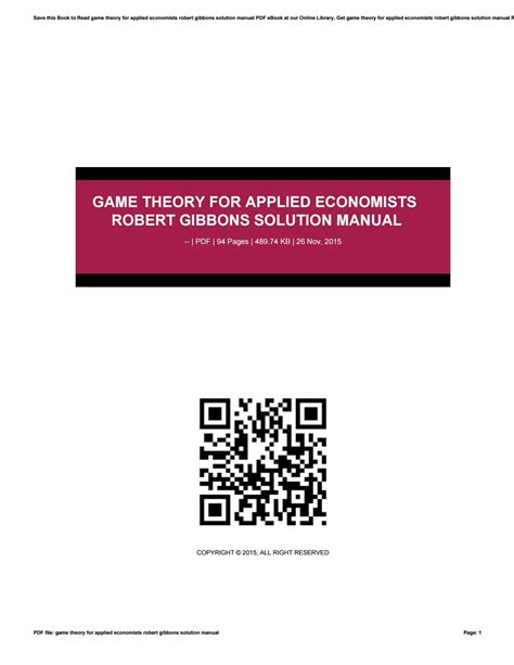 game theory for applied economists gibbons solutions manual Kindle Editon