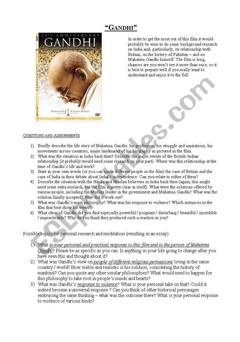 gandhi movie questions worksheet answers Epub