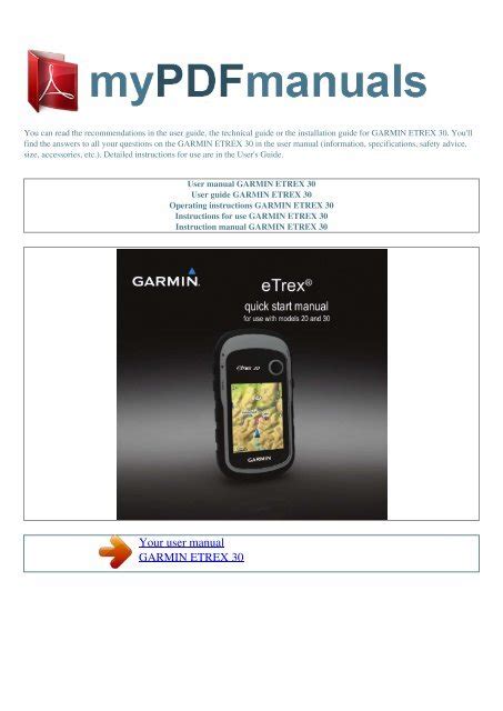garmin etrex 30 manual Kindle Editon