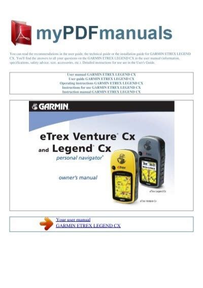 garmin etrex legend cx user manual PDF