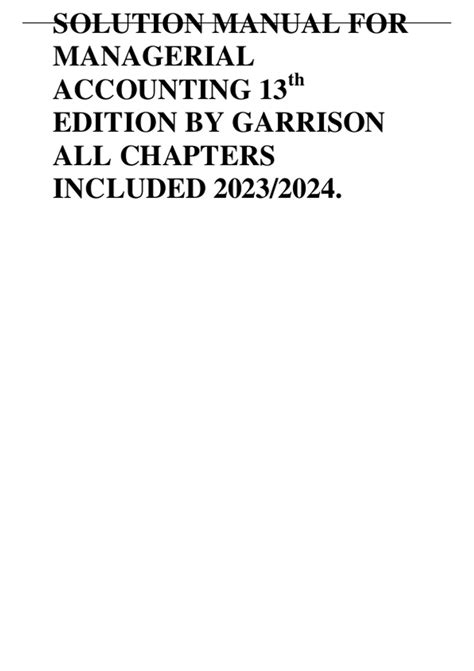 garrison 13th edition problem 7 15 solutions Epub