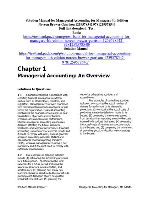 garrison managerial accounting 13e solution manual pdf Doc