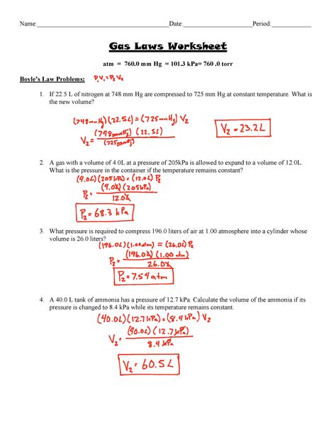 gas law calculations worksheets answers Kindle Editon