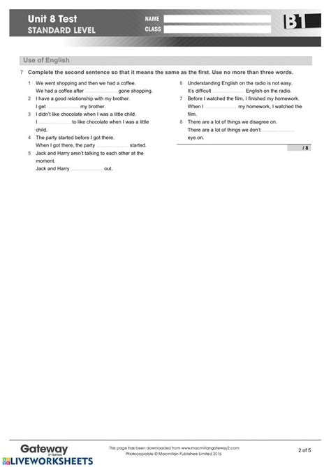 gateway b1 test answers unit 8 Doc