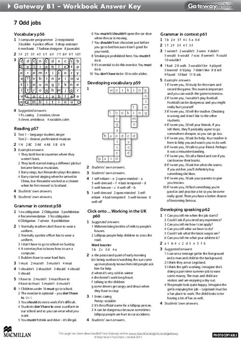 gateway b1 workbook answers unit 7 Reader