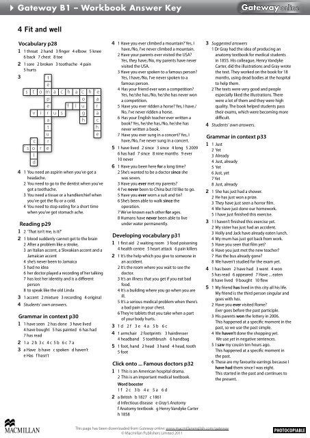 gateway workbook answer key unit7 Epub