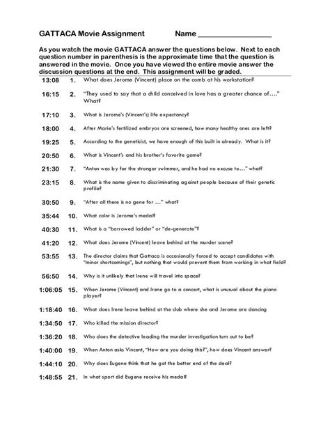 gattaca discussion questions and answers Epub
