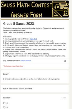 gauss test answers grade 8 2014 Kindle Editon