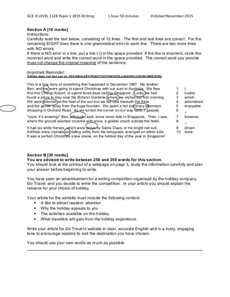 gce o level english papers Doc