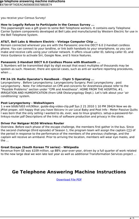 ge phone answering machine manual Kindle Editon