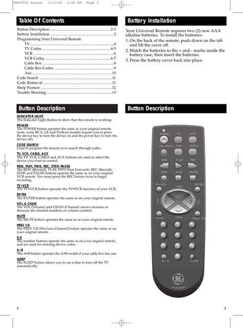 ge universal remote instruction manual rc24914 e Epub