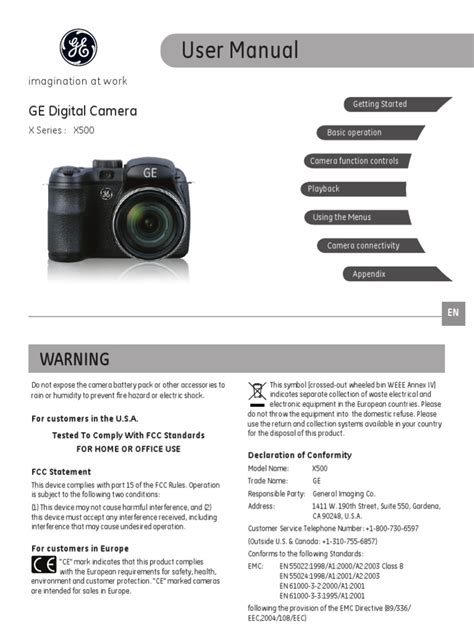 ge x500 digital camera user manual PDF