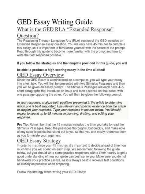 ged essay writing guide Reader