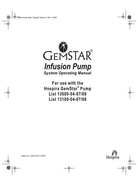 gemstar infusion pump manual pdf Epub