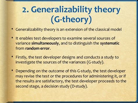 generalizability theory generalizability theory Doc