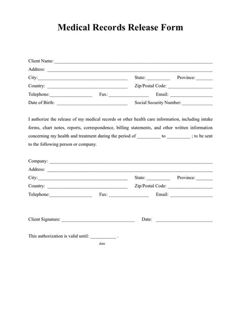 generic medical records release form pdf PDF