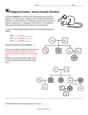 genetic disorders worksheet answers PDF