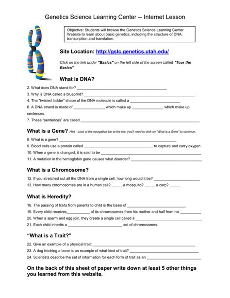 genetic science learning center answer key Doc