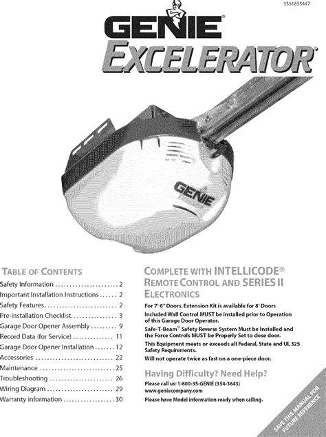 genie excelerator garage door opener manual PDF