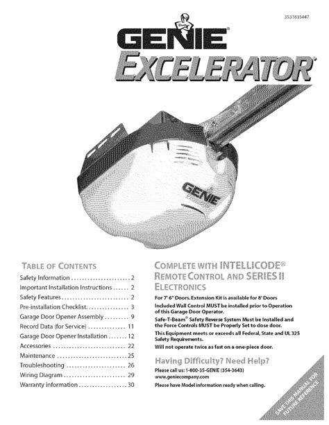 genie excelerator manual PDF