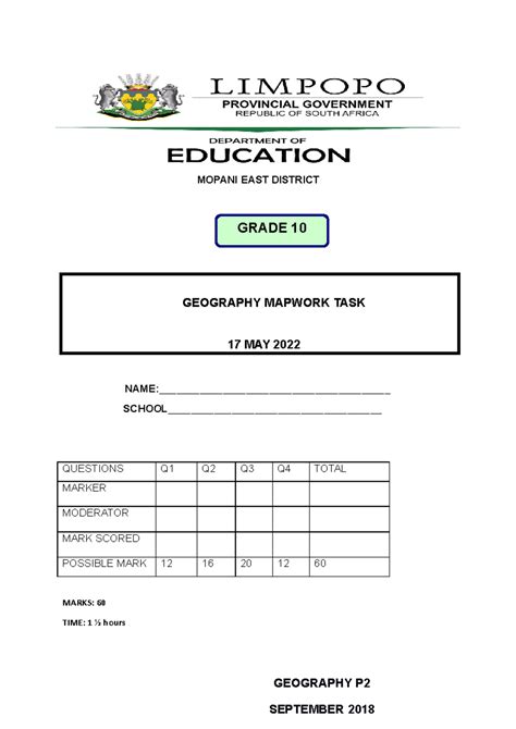 geography grde 10 first control test papers Epub